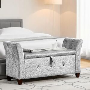 Vida Designs Seville Pouf de Rangement en Tissu avec Couvercle, siège, Tabouret, Banc de fenêtre, Coffre de Rangement pour Jouets, Pouf, Repose-Pieds en Velours argenté - Publicité Vida Designs Seville Pouf de Rangement en Tissu avec Couvercle, siège, Tabouret, Banc de fenêtre, Coffre de Rangement pour Jouets, Pouf, Repose-Pieds en Velours argenté - Publicité