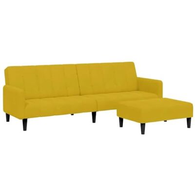 vidaXL Canapé lit à 2 places avec repose pied jaune velours - Publicité vidaXL Canapé lit à 2 places avec repose pied jaune velours - Publicité