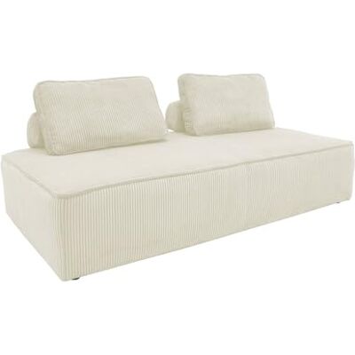sweeek Chauffeuse 2 Places pour canapé modulable Velours côtelé crème - Publicité sweeek Chauffeuse 2 Places pour canapé modulable Velours côtelé crème - Publicité