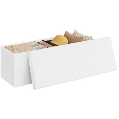 WOLTU Banc de Rangement, Pouf Coffre, avec Couvercle Amovible, Design Pliable, Siège Rembourré, en Polaire Teddy, 135L, 110x38x38,5 cm, pour Salon, Chambre, Entrée, Blanc - Publicité WOLTU Banc de Rangement, Pouf Coffre, avec Couvercle Amovible, Design Pliable, Siège Rembourré, en Polaire Teddy, 135L, 110x38x38,5 cm, pour Salon, Chambre, Entrée, Blanc - Publicité