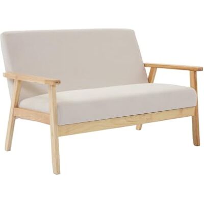 sweeek Banquette canapé 2 Places en Bois et Tissu Velours côtelé Coloris Blanc crème. Isak. L 114 x P 69.5 x H 73cm - Publicité sweeek Banquette canapé 2 Places en Bois et Tissu Velours côtelé Coloris Blanc crème. Isak. L 114 x P 69.5 x H 73cm - Publicité