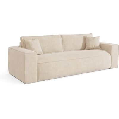 Unique Canapé 4 Places Convertible Express en Tissu Beige Couchage 160 cm Matelas 13 cm avec mémoire de Forme Amelia - Publicité Unique Canapé 4 Places Convertible Express en Tissu Beige Couchage 160 cm Matelas 13 cm avec mémoire de Forme Amelia - Publicité