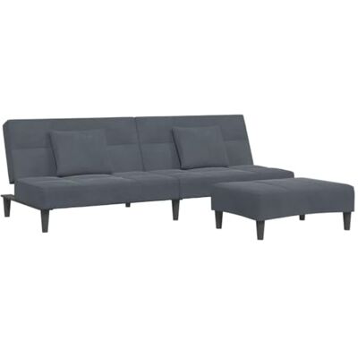 vidaXL Canapé lit à 2 places avec repose pied gris foncé velours - Publicité vidaXL Canapé lit à 2 places avec repose pied gris foncé velours - Publicité