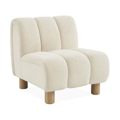 sweeek Fauteuil Relax Pieds arrondis en Bois et Tissu crème Blanc - Publicité sweeek Fauteuil Relax Pieds arrondis en Bois et Tissu crème Blanc - Publicité