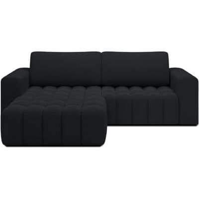 INTENSE DECO Canapé d'angle Gauche Convertible Clovis Bouclette Noir - Publicité INTENSE DECO Canapé d'angle Gauche Convertible Clovis Bouclette Noir - Publicité