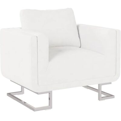 vidaXL Fauteuil Cube avec Pieds Chromés Cuir Synthétique Blanc Sofa Salon - Publicité vidaXL Fauteuil Cube avec Pieds Chromés Cuir Synthétique Blanc Sofa Salon - Publicité