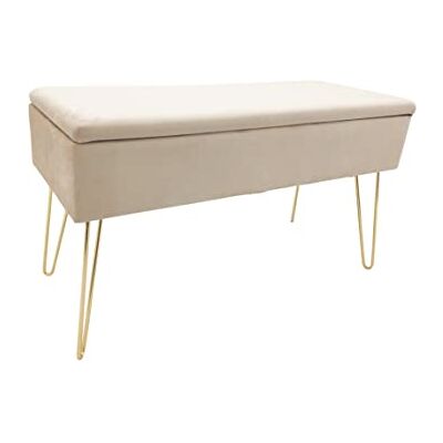 ECHTWERK Banquette Scarlett avec Housse en Velours-Coffre rectangulaire-avec Espace de Rangement-Pieds en métal-Crème, Mélange de Polyester, Ivoire, 75 x 30 x 42 cm - Publicité ECHTWERK Banquette Scarlett avec Housse en Velours-Coffre rectangulaire-avec Espace de Rangement-Pieds en métal-Crème, Mélange de Polyester, Ivoire, 75 x 30 x 42 cm - Publicité