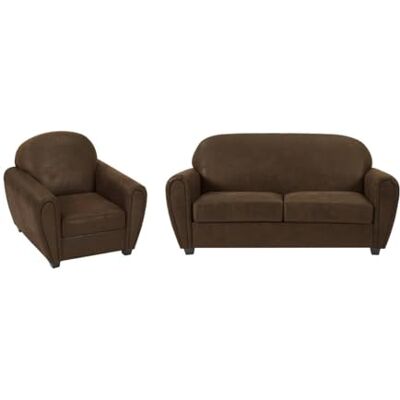 Unique Canapé 3 Places et Un Fauteuil en Microfibre Aspect Cuir Vieilli Club Victory III - Publicité Unique Canapé 3 Places et Un Fauteuil en Microfibre Aspect Cuir Vieilli Club Victory III - Publicité