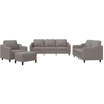 vidaXL Ensemble de Canapés avec Coussins 4 pcs, Canapés avec Accoudoirs et Dossier, Ensemble de Meubles avec Repose-Pied Salon, Moderne, Taupe Tissu - Publicité vidaXL Ensemble de Canapés avec Coussins 4 pcs, Canapés avec Accoudoirs et Dossier, Ensemble de Meubles avec Repose-Pied Salon, Moderne, Taupe Tissu - Publicité