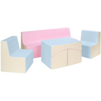Velinda Ensemble de Meubles en éco-Cuir Chambre Enfant: 2xfauteuil+canapé+Pouf dépliant (Couleur: Rose, Bleu, Jaune (Pastel)) - Publicité Velinda Ensemble de Meubles en éco-Cuir Chambre Enfant: 2xfauteuil+canapé+Pouf dépliant (Couleur: Rose, Bleu, Jaune (Pastel)) - Publicité