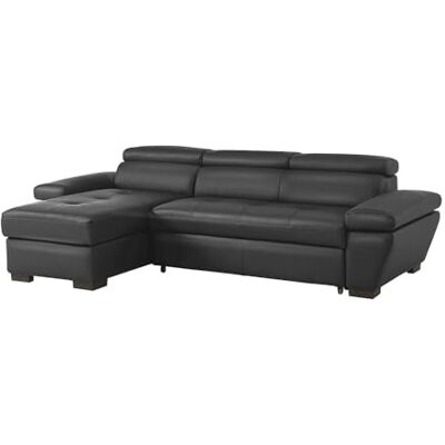 Unique Canapé d'angle Gauche Convertible en Cuir Gris Anthracite JONOVA - Publicité Unique Canapé d'angle Gauche Convertible en Cuir Gris Anthracite JONOVA - Publicité