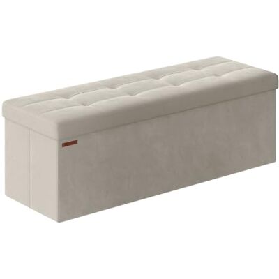 SONGMICS Banc de Rangement, Pouf Pliable, 38 x 110 x 38 cm, Bout de Lit, Repose-Pieds, Coffre de Rangement, Charge jusqu'à 300 kg, pour Salon, Chambre, Entrée, Blanc Crème LSF277W01 - Publicité SONGMICS Banc de Rangement, Pouf Pliable, 38 x 110 x 38 cm, Bout de Lit, Repose-Pieds, Coffre de Rangement, Charge jusqu'à 300 kg, pour Salon, Chambre, Entrée, Blanc Crème LSF277W01 - Publicité