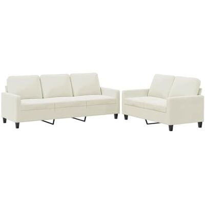 vidaXL Ensemble de Canapés avec Coussins 2 pcs, Canapés avec Accoudoirs, Ensemble de Meubles, Mobilier de Salon, Moderne, Crème Velours - Publicité vidaXL Ensemble de Canapés avec Coussins 2 pcs, Canapés avec Accoudoirs, Ensemble de Meubles, Mobilier de Salon, Moderne, Crème Velours - Publicité