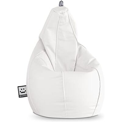 Happers Pouf Poire Simili Cuir Intérieur Blanc XL - Publicité Happers Pouf Poire Simili Cuir Intérieur Blanc XL - Publicité