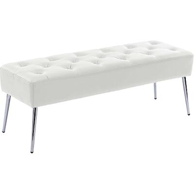 DUHOME Banc Bout de Lit avec Boutons Rembourré Banquette de Chaussures en PU pour Entrée Salon Couloir Chambre à Coucher, Blanc - Publicité DUHOME Banc Bout de Lit avec Boutons Rembourré Banquette de Chaussures en PU pour Entrée Salon Couloir Chambre à Coucher, Blanc - Publicité