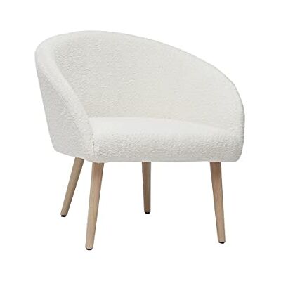 Miliboo Fauteuil scandinave en Tissu Effet Laine bouclée Blanc cassé et Bois Clair Olivia - Publicité Miliboo Fauteuil scandinave en Tissu Effet Laine bouclée Blanc cassé et Bois Clair Olivia - Publicité