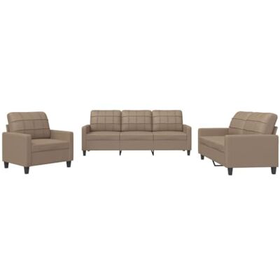 vidaXL Ensemble de Canapés avec Coussins 3 pcs, Canapés avec Accoudoirs et Dossier, Ensemble de Meubles, Mobilier de Salon, Moderne, Cappuccino Similicuir - Publicité vidaXL Ensemble de Canapés avec Coussins 3 pcs, Canapés avec Accoudoirs et Dossier, Ensemble de Meubles, Mobilier de Salon, Moderne, Cappuccino Similicuir - Publicité