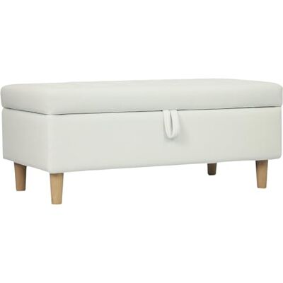 HOMCOM Banc de rangement Aspect velours côtelé Avec pieds en bois Pour salon, chambre à coucher, couloir 115 x 50 x 43 cm Blanc crème - Publicité HOMCOM Banc de rangement Aspect velours côtelé Avec pieds en bois Pour salon, chambre à coucher, couloir 115 x 50 x 43 cm Blanc crème - Publicité