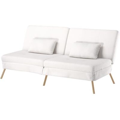 COMHOMA Canapé-lit avec Fonction de Couchage Housse futon Convertible Canapé d'angle Canapé d'invité 3 Places avec Dossier réglable en Tissu Peluche Blanc - Publicité COMHOMA Canapé-lit avec Fonction de Couchage Housse futon Convertible Canapé d'angle Canapé d'invité 3 Places avec Dossier réglable en Tissu Peluche Blanc - Publicité