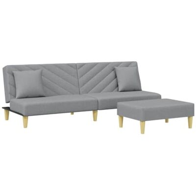 vidaXL Canapé lit à 2 places avec oreillers et repose pied gris clair - Publicité vidaXL Canapé lit à 2 places avec oreillers et repose pied gris clair - Publicité