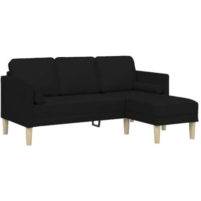 Canapé d'angle noir en tissu 160cm vidaXL - Publicité Canapé d'angle noir en tissu 160cm vidaXL - Publicité