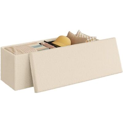 WOLTU Banc de Rangement, Pouf Coffre, avec Couvercle Amovible, Design Pliable, Siège Rembourré, en Polaire Teddy, 135L, 110x38x38,5 cm, pour Salon, Chambre, Entrée, Beige - Publicité WOLTU Banc de Rangement, Pouf Coffre, avec Couvercle Amovible, Design Pliable, Siège Rembourré, en Polaire Teddy, 135L, 110x38x38,5 cm, pour Salon, Chambre, Entrée, Beige - Publicité