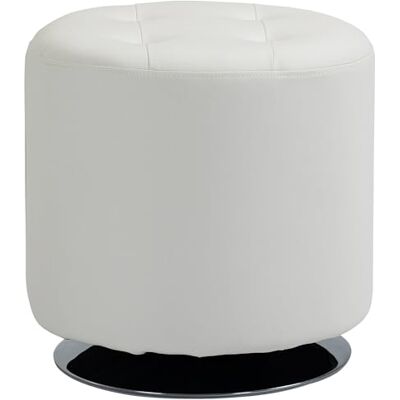 HOMCOM Repose Pied Salon pivotant à 360°, Ottoman Rond, siège rembourré en PU avec Base en Acier, Pouf Salon pour Chambre à Coucher, entrée, Ø 45,5 x 44,5 cm, Blanc - Publicité HOMCOM Repose Pied Salon pivotant à 360°, Ottoman Rond, siège rembourré en PU avec Base en Acier, Pouf Salon pour Chambre à Coucher, entrée, Ø 45,5 x 44,5 cm, Blanc - Publicité