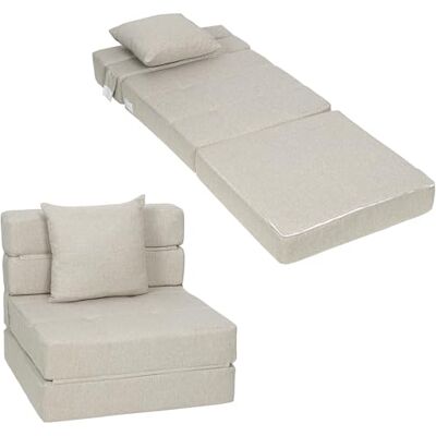 HOMCOM Fauteuil Convertible 1 Place Fauteuil lit chauffeuse 1 Place Coussin déhoussable Inclus Chaise de Sol pour invités, Salon, Charge 120 kg, Beige - Publicité HOMCOM Fauteuil Convertible 1 Place Fauteuil lit chauffeuse 1 Place Coussin déhoussable Inclus Chaise de Sol pour invités, Salon, Charge 120 kg, Beige - Publicité