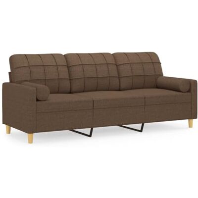 vidaXL Canapé 3 places avec oreillers décoratifs marron 180 cm tissu - Publicité vidaXL Canapé 3 places avec oreillers décoratifs marron 180 cm tissu - Publicité