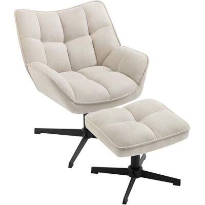 WOLTU Fauteuil Salon avec Repose-Pieds, Chaise Pivotante, Assise Rembourrée et Large, Fauteuil Relax pour Chambre et Salon, Cadre en Métal, Tissu en Lin, Beige, SKS56be - Publicité WOLTU Fauteuil Salon avec Repose-Pieds, Chaise Pivotante, Assise Rembourrée et Large, Fauteuil Relax pour Chambre et Salon, Cadre en Métal, Tissu en Lin, Beige, SKS56be - Publicité