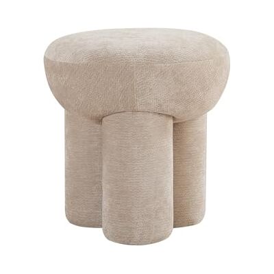 Unique Pouf en Tissu Chenille Beige KUMBODA - Publicité Unique Pouf en Tissu Chenille Beige KUMBODA - Publicité