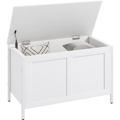 HOMCOM Coffre de Rangement pour Chambre 95 L Banc de Rangement avec Couvercle Charnière de sécurité pour entrée Salon 80x40x50 cm Veiné Blanc - Publicité HOMCOM Coffre de Rangement pour Chambre 95 L Banc de Rangement avec Couvercle Charnière de sécurité pour entrée Salon 80x40x50 cm Veiné Blanc - Publicité