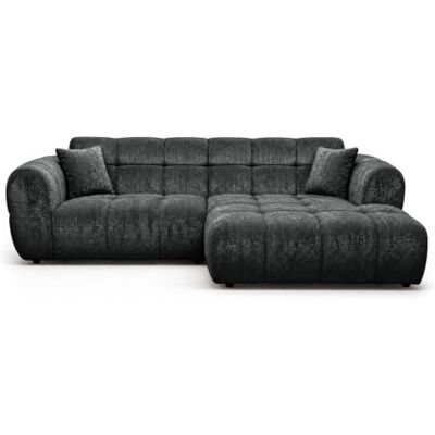 Lisa Design Mini Ray Canapé d'angle Droit 4 Places en Tissu texturé, Gris Anthracite - Publicité Lisa Design Mini Ray Canapé d'angle Droit 4 Places en Tissu texturé, Gris Anthracite - Publicité