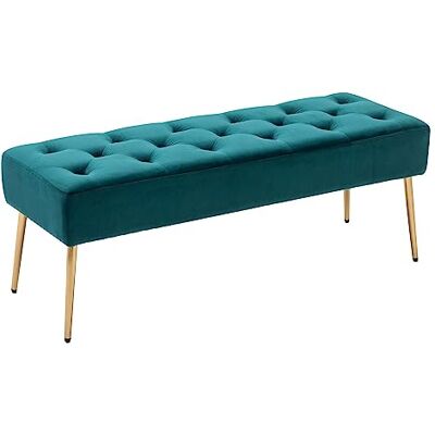 DUHOME Banc Bout de Lit avec Boutons Rembourré Banquette de Chaussures en Velours pour Entrée Salon Couloir Chambre à Coucher, Vert - Publicité DUHOME Banc Bout de Lit avec Boutons Rembourré Banquette de Chaussures en Velours pour Entrée Salon Couloir Chambre à Coucher, Vert - Publicité