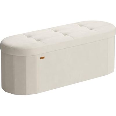 SONGMICS Banc de Rangement, Coffre, Repose-Pieds Pliable, Montage Facile, pour Salon, Entrée, Chambre, Tissu Velours, Capacité 110 L, 38 x 110 x 38 cm, Blanc Crème LSF297LH01 - Publicité SONGMICS Banc de Rangement, Coffre, Repose-Pieds Pliable, Montage Facile, pour Salon, Entrée, Chambre, Tissu Velours, Capacité 110 L, 38 x 110 x 38 cm, Blanc Crème LSF297LH01 - Publicité