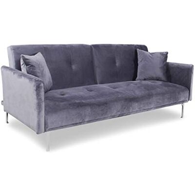 Menzzo Canapé Convertible 3 Places Carla Velours Gris – Canapé Lit Design Moderne avec Coffre de Rangement – Salon, Studio ou Chambre d’Amis - Publicité Menzzo Canapé Convertible 3 Places Carla Velours Gris – Canapé Lit Design Moderne avec Coffre de Rangement – Salon, Studio ou Chambre d’Amis - Publicité