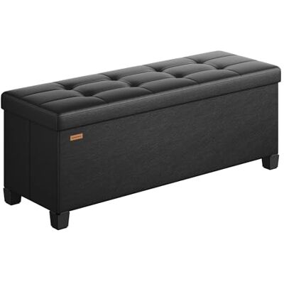 SONGMICS Banc de Rangement, Coffre avec Pieds, 38 x 110 x 40 cm, Pouf, Repose-Pieds, 112 L, PVC, pour Salon, Entrée, Noir d'encre LSF0514B02 - Publicité SONGMICS Banc de Rangement, Coffre avec Pieds, 38 x 110 x 40 cm, Pouf, Repose-Pieds, 112 L, PVC, pour Salon, Entrée, Noir d'encre LSF0514B02 - Publicité