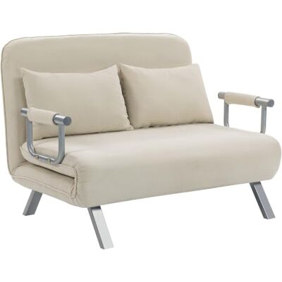 HOMCOM Canapé-Lit Fauteuil Convertible 2 Places Déhoussable Beige Dossier Réglable en 5 Positions, Chaise Longue, 2 Coussins Inclus, Canapé en Revêtement Aspect Suède Déhoussable - Publicité HOMCOM Canapé-Lit Fauteuil Convertible 2 Places Déhoussable Beige Dossier Réglable en 5 Positions, Chaise Longue, 2 Coussins Inclus, Canapé en Revêtement Aspect Suède Déhoussable - Publicité