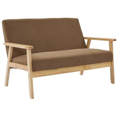 sweeek Banquette canapé 2 Places en Bois et Tissu Velours côtelé Coloris Taupe. Isak. L 114 x P 69.5 x H 73cm - Publicité sweeek Banquette canapé 2 Places en Bois et Tissu Velours côtelé Coloris Taupe. Isak. L 114 x P 69.5 x H 73cm - Publicité
