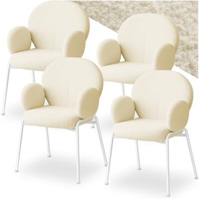tectake ® Lot de 4 Chaises de Salle à Manger Fauteuil Relax Confortable en Tissu Bouclette Fauteuil Scandinave Moelleux avec Accoudoirs pour Salon, Chambre, Coiffeuse, Allaitement, Chaise de Bureau - Publicité tectake ® Lot de 4 Chaises de Salle à Manger Fauteuil Relax Confortable en Tissu Bouclette Fauteuil Scandinave Moelleux avec Accoudoirs pour Salon, Chambre, Coiffeuse, Allaitement, Chaise de Bureau - Publicité