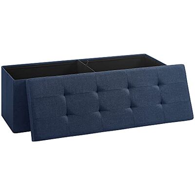 SONGMICS Mazie Collection Banc de Rangement, Repose-Pieds Pliable de 110 cm, Bout de Lit, Montage Facile, pour Salon, Chambre, Entrée, Bleu Minuit LSF77IN - Publicité SONGMICS Mazie Collection Banc de Rangement, Repose-Pieds Pliable de 110 cm, Bout de Lit, Montage Facile, pour Salon, Chambre, Entrée, Bleu Minuit LSF77IN - Publicité
