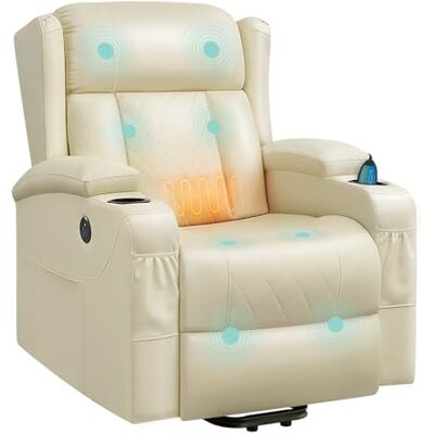 WOLTU Fauteuil Relax Électrique, Fauteuil Massant, PU, Beige Fauteuil Inclinable Aide à la Verticalisation, Massage, Chauffage, Repose-Pieds, Poches, Porte-gobelet, Port USB - Publicité WOLTU Fauteuil Relax Électrique, Fauteuil Massant, PU, Beige Fauteuil Inclinable Aide à la Verticalisation, Massage, Chauffage, Repose-Pieds, Poches, Porte-gobelet, Port USB - Publicité