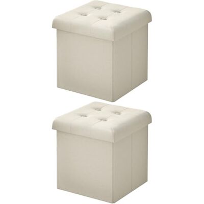 WOLTU Lot de 2 Tabouret de Rangement Pliant, Tabouret Cubique, Pouf Coffre de Rangement avec Couvercle Rembourré, pour Salon, Entrée, Chambre, 30x30x30 cm, Crème - Publicité WOLTU Lot de 2 Tabouret de Rangement Pliant, Tabouret Cubique, Pouf Coffre de Rangement avec Couvercle Rembourré, pour Salon, Entrée, Chambre, 30x30x30 cm, Crème - Publicité
