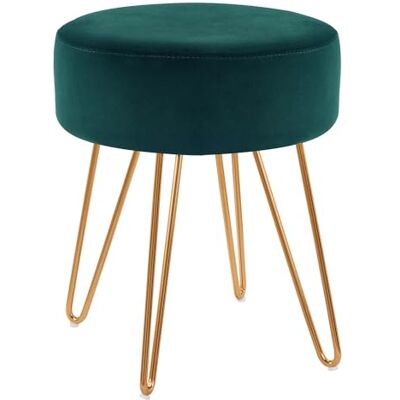 DUHOME Tabouret Ottomande en Velvet Chaise Coiffeuse Ronde avec Pieds Métalliques Pouf pour Salon Chambre, Vert Foncé - Publicité DUHOME Tabouret Ottomande en Velvet Chaise Coiffeuse Ronde avec Pieds Métalliques Pouf pour Salon Chambre, Vert Foncé - Publicité