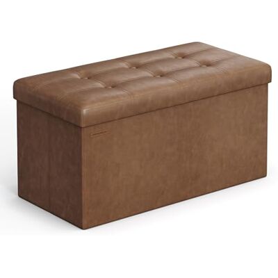 SONGMICS Banc, Pouf Pliable, 38 x 76 x 38 cm, Bout de Lit, Repose-Pieds, Coffre de Rangement, Charge jusqu'à 300 kg, pour Salon, Chambre, Entrée, Marron Café LSF40K11 - Publicité SONGMICS Banc, Pouf Pliable, 38 x 76 x 38 cm, Bout de Lit, Repose-Pieds, Coffre de Rangement, Charge jusqu'à 300 kg, pour Salon, Chambre, Entrée, Marron Café LSF40K11 - Publicité