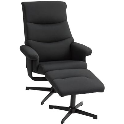 HOMCOM Fauteuil de Relaxation avec Pouf, rembourré Fauteuil TV avec Fonction Chaise Longue, Fonction Bascule, pivotant Fauteuil de Relaxation avec Aspect Velours, pour Salon, Chambre à Coucher, Noir - Publicité HOMCOM Fauteuil de Relaxation avec Pouf, rembourré Fauteuil TV avec Fonction Chaise Longue, Fonction Bascule, pivotant Fauteuil de Relaxation avec Aspect Velours, pour Salon, Chambre à Coucher, Noir - Publicité
