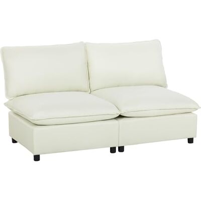 HOMCOM Canapé 2 Places modulable, canapé de Salon Moderne 146 cm sans accoudoirs avec Assise Large, Coussins épais, Tissu en Lin, pour Chambre, Appartement, Petit Espace, crème - Publicité HOMCOM Canapé 2 Places modulable, canapé de Salon Moderne 146 cm sans accoudoirs avec Assise Large, Coussins épais, Tissu en Lin, pour Chambre, Appartement, Petit Espace, crème - Publicité