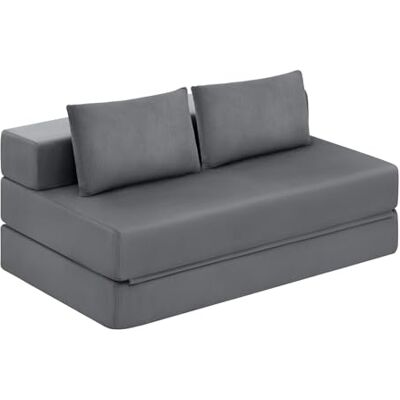 EUGAD Canapé Convertible 2 Places, Canapé Lit, Chauffeuse, Design Pliable, avec 2 Coussins, en Velours Côtelé, pour Salon, Bureau, Appartement, Gris Foncé - Publicité EUGAD Canapé Convertible 2 Places, Canapé Lit, Chauffeuse, Design Pliable, avec 2 Coussins, en Velours Côtelé, pour Salon, Bureau, Appartement, Gris Foncé - Publicité