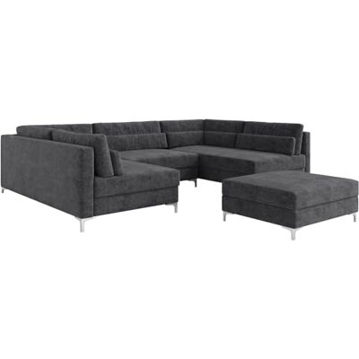 DeLife Canapé Elio Microfibre Graphite 300x185 cm avec Pouf canapé panoramique - Publicité DeLife Canapé Elio Microfibre Graphite 300x185 cm avec Pouf canapé panoramique - Publicité