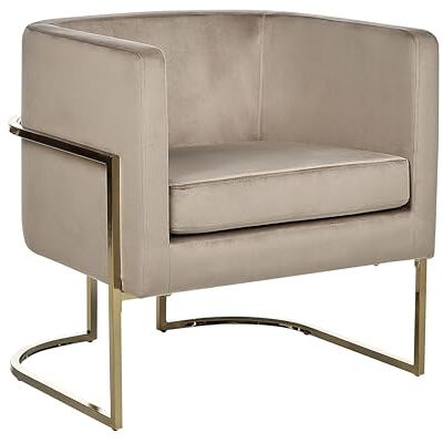 Beliani Fauteuil à Dossier Rond Moderne Glam Décoratif en Velours Taupe et Cadre Doré Sirkka - Publicité Beliani Fauteuil à Dossier Rond Moderne Glam Décoratif en Velours Taupe et Cadre Doré Sirkka - Publicité